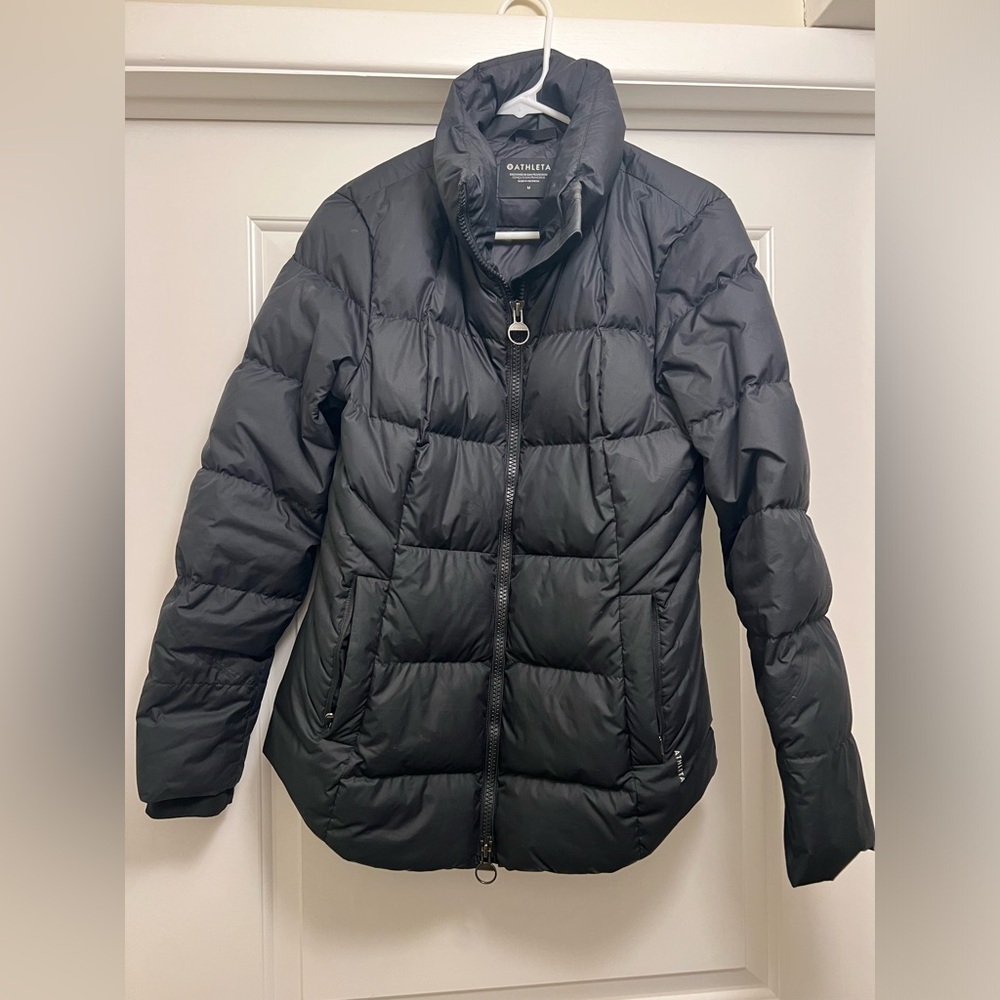 Athleta Black Puffer Jacket- Medium - image 1